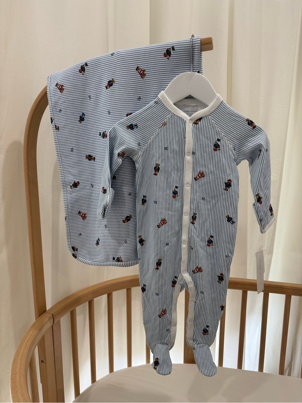 NEW Ralph Lauren Baby Footie & Blanket Set
